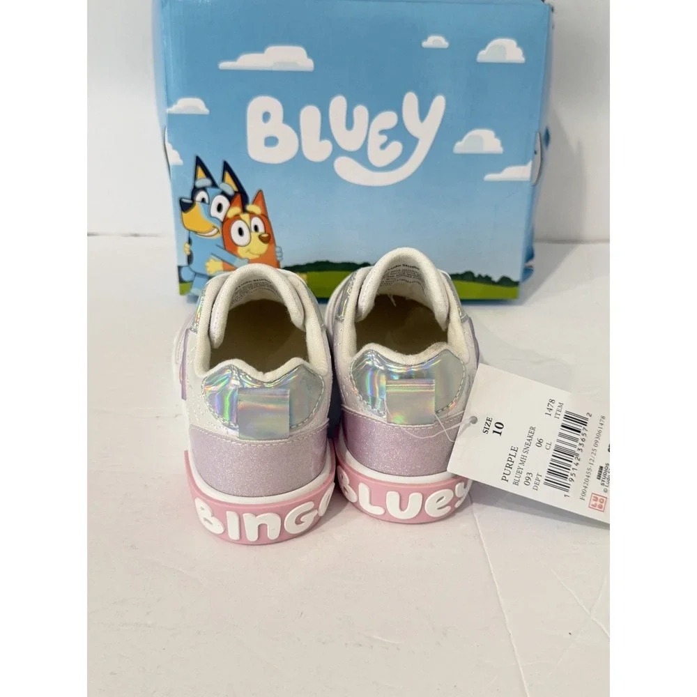 Bluey Toddler Shoes 10 Sneakers Girls Size Purple Shimmer Disney School Slip On